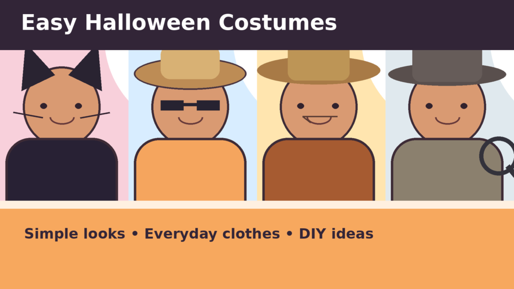Illustrated collection of easy halloween costumes: 12 simple ideas you can put together