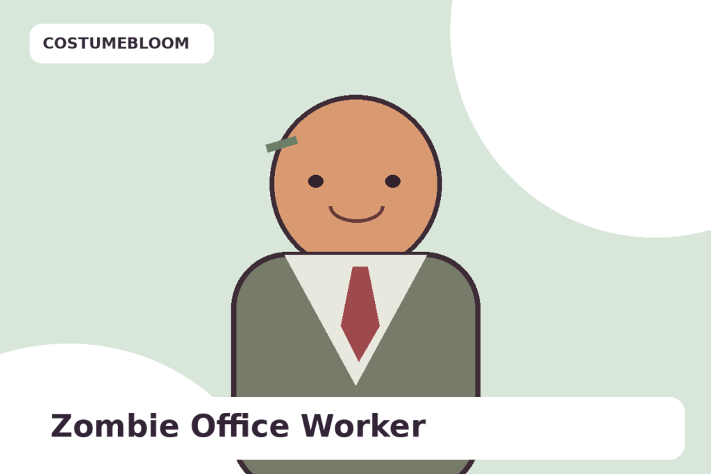An illustrated zombie office worker costume