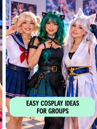 Easy anime cosplay ideas for groups with coordinated colorful beginner friendly outfits