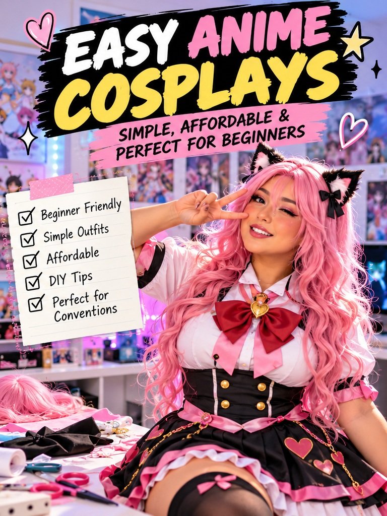 Easy anime cosplays for beginners with colorful simple character inspired outfit and DIY styling