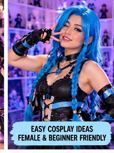 Easy cosplay ideas for women beginners with blue wig and simple comfortable character outfit